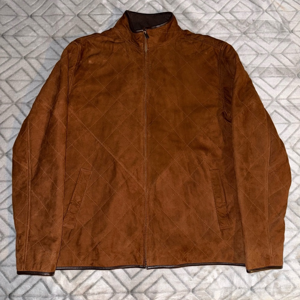 Peter Millar Tan Suede Quilted Jacket